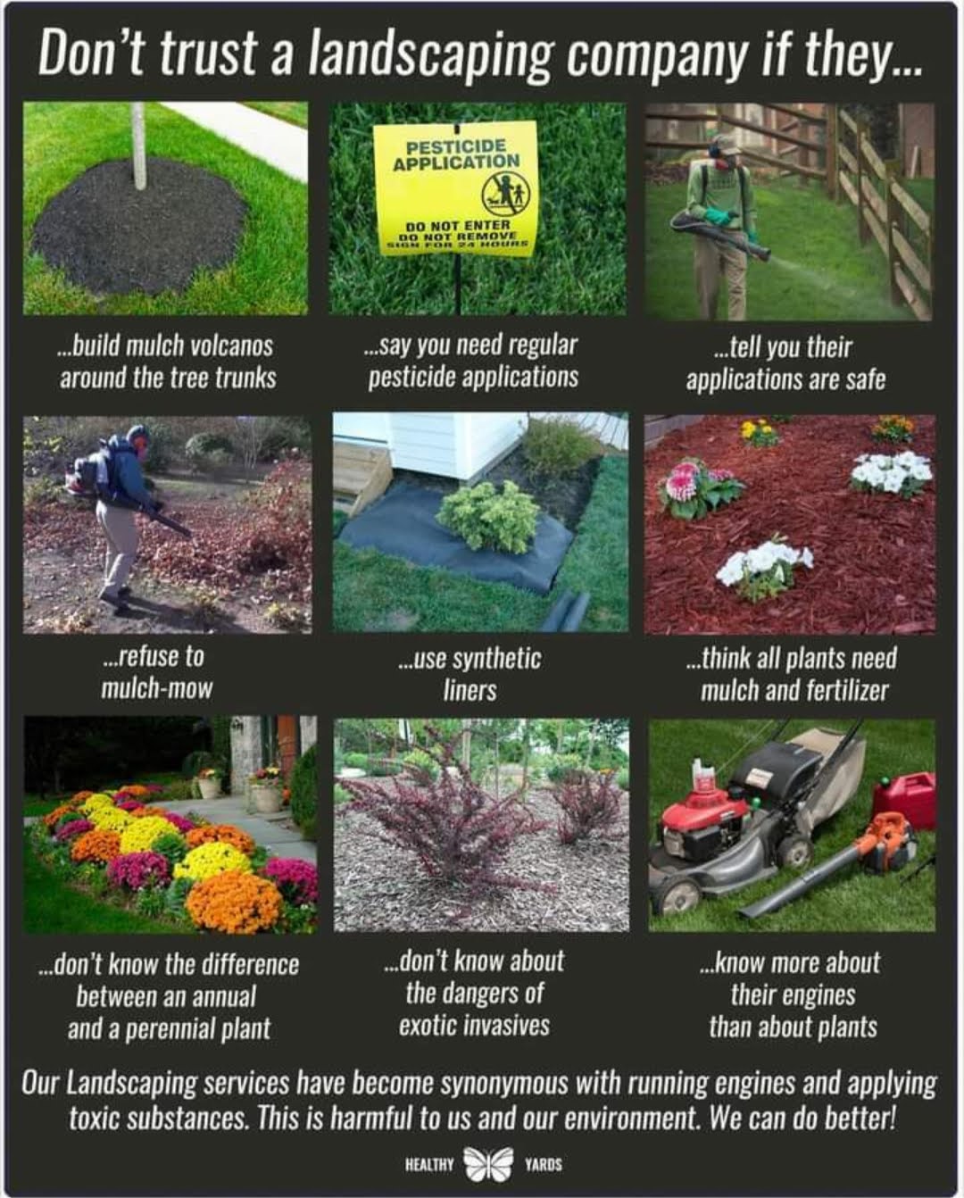 Educational graphic - Don't trust a landscaping company if they..