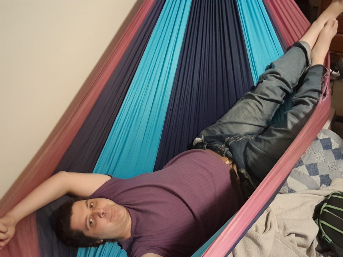 Angling in a hammock for optimal comfort.